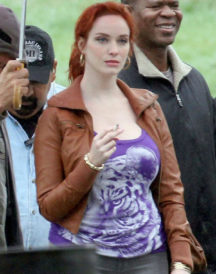 Christina Hendricks Drive Brown Jacket