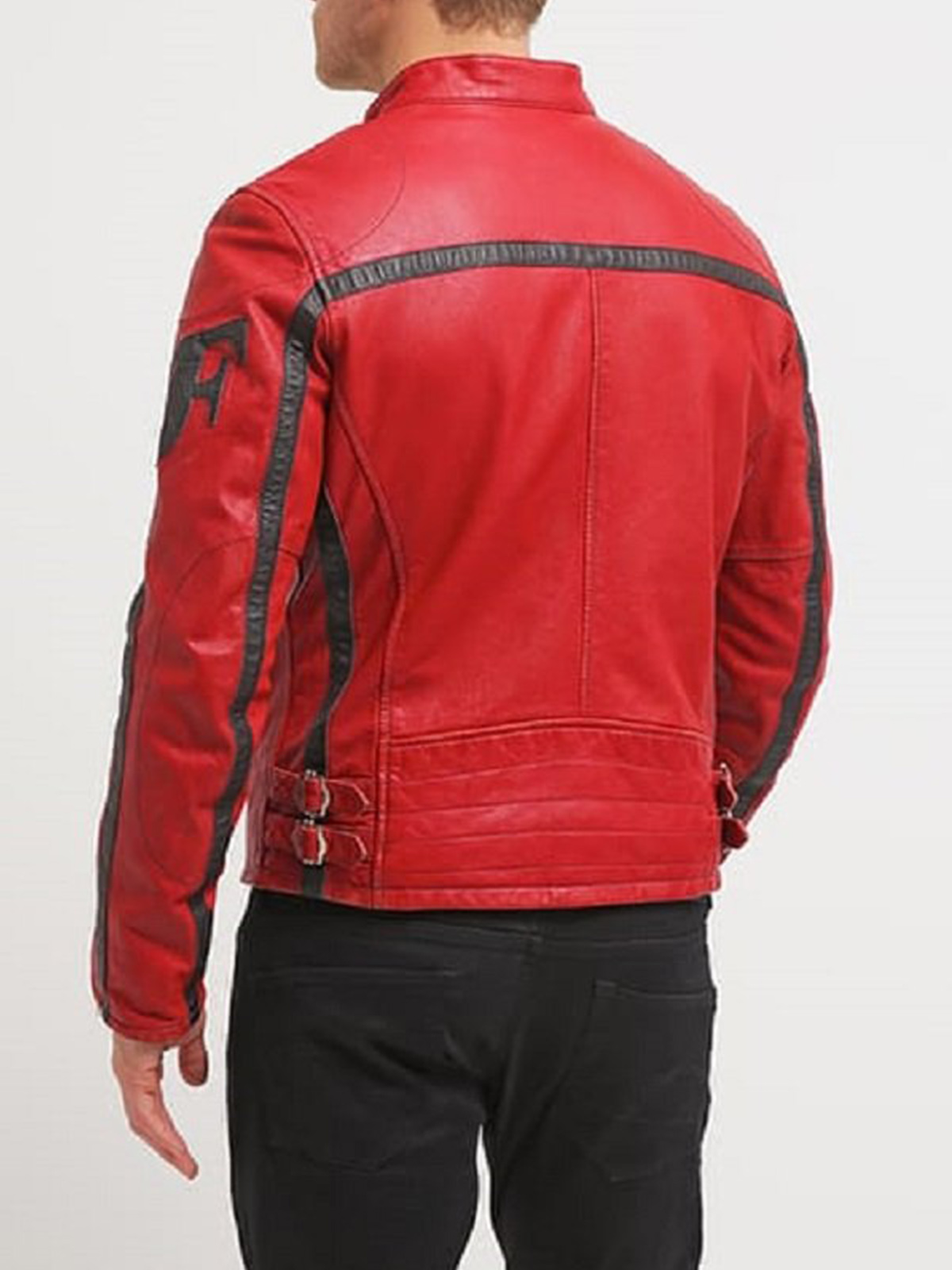Columbus Red Leather Motorcycle Jacket