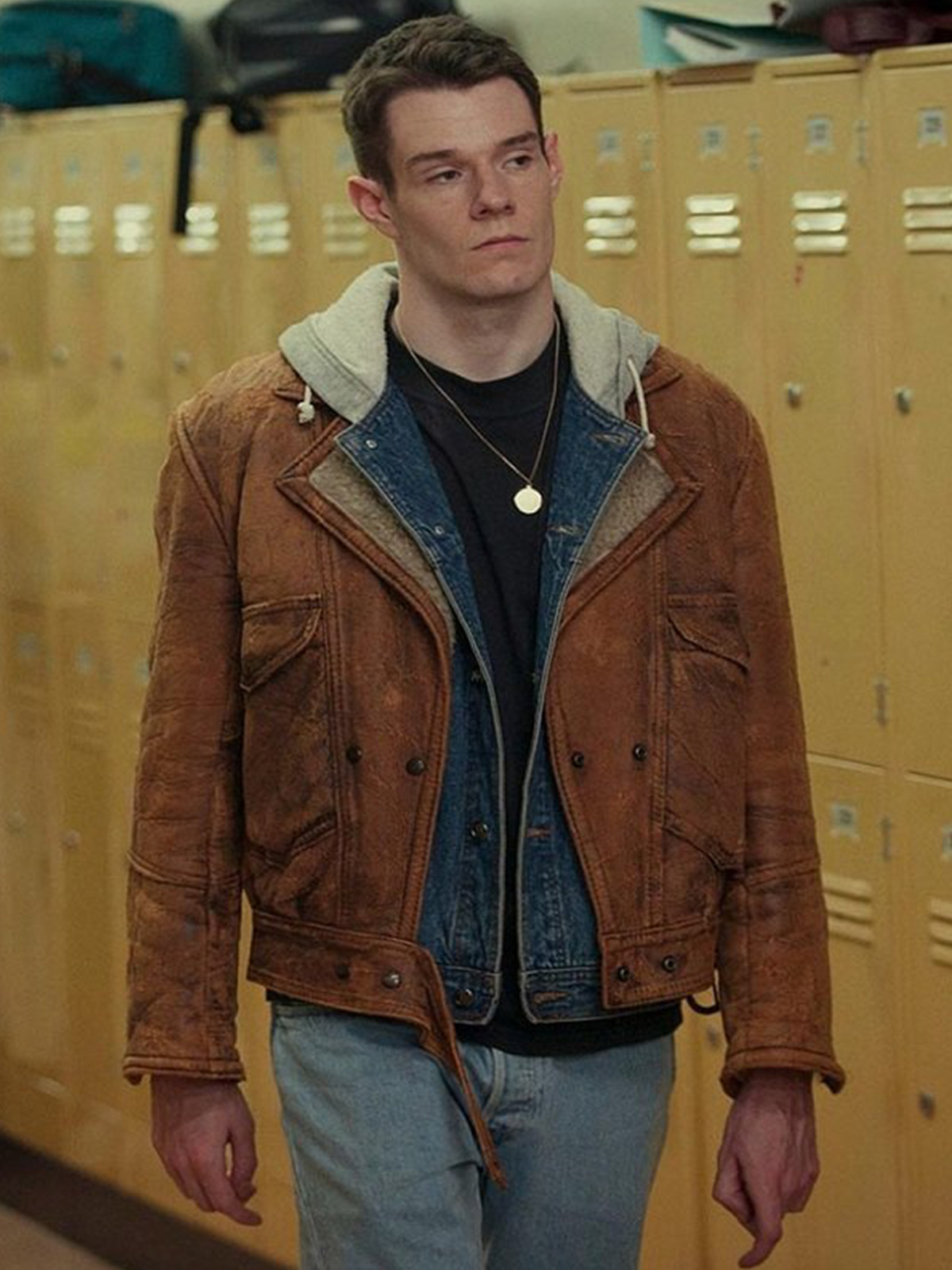 Connor Swindells Sex Education Leather Jacket