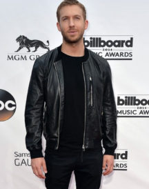 DJ Calvin Harris Black Leather Jacket