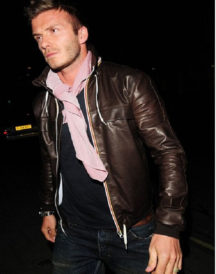 David Beckham Brown Leather Jacket