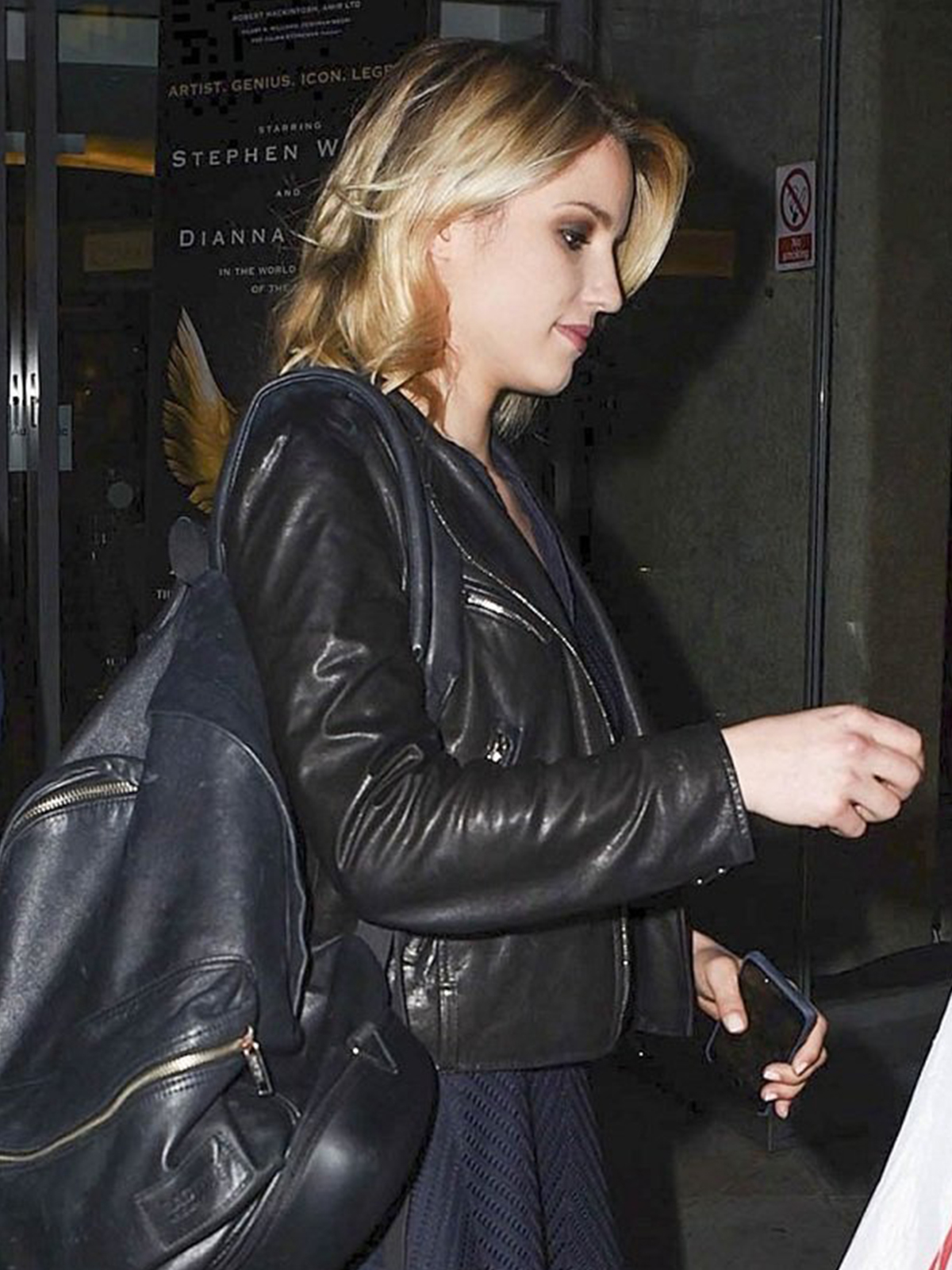 Dianna Agron Brando Biker Leather Jacket