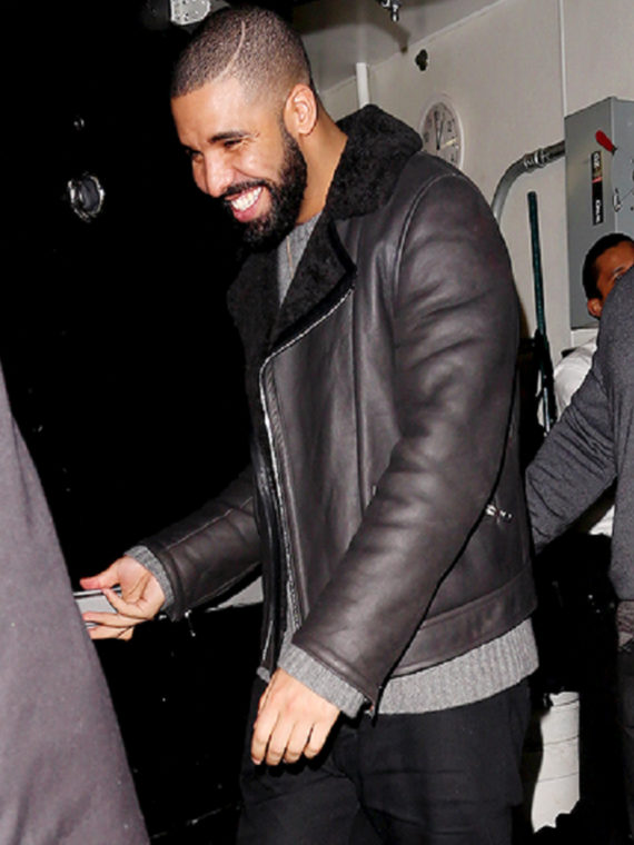 Drake Shearling Black Leather Jacket - Stars Jackets