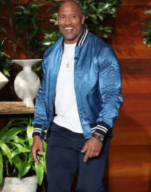 Dwayne Johnson Satin Varsity Jacket