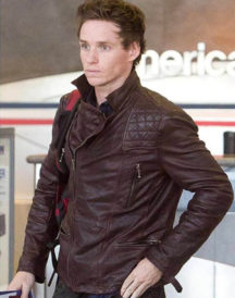 Eddie Redmayne Motorcycle Brown Leather Jacket