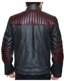Elegant Burgundy Stripes Biker Jeather Jacket