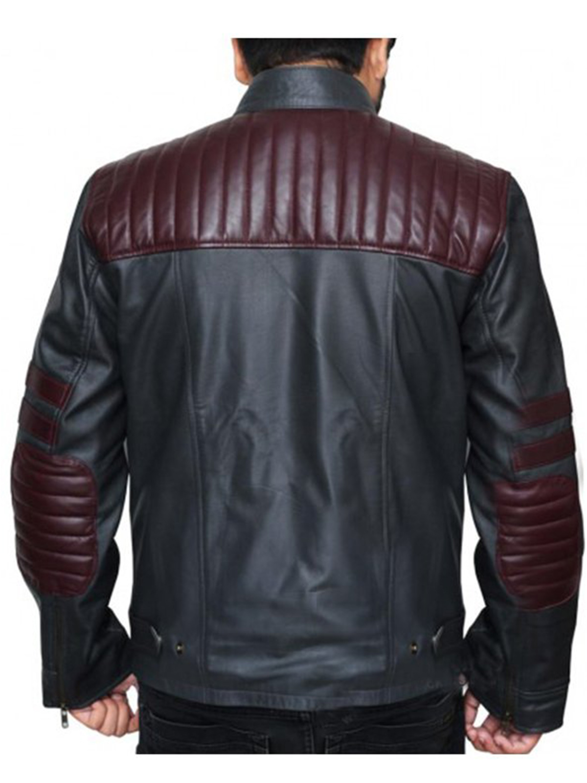 Elegant Burgundy Stripes Biker Jacket