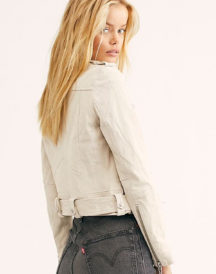 Elizabeth Lail White Leather Jacket