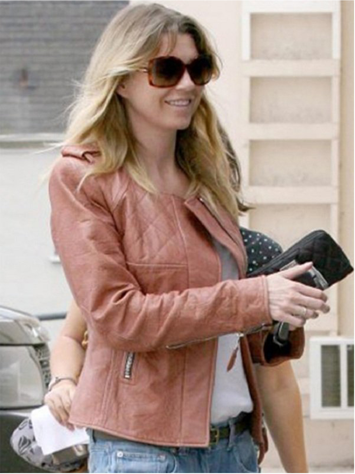 Ellen Pompeo Brown Leather Jacket