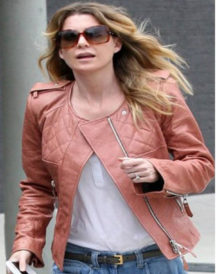 Ellen Pompeo Brown Leather Jacket