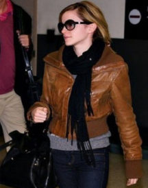 Emma Watson Brown Leather Jacket