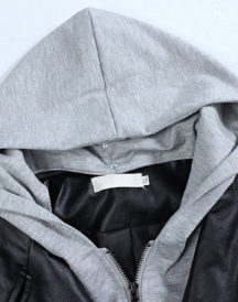 Fashion Elegant Hooded Leather Jacket