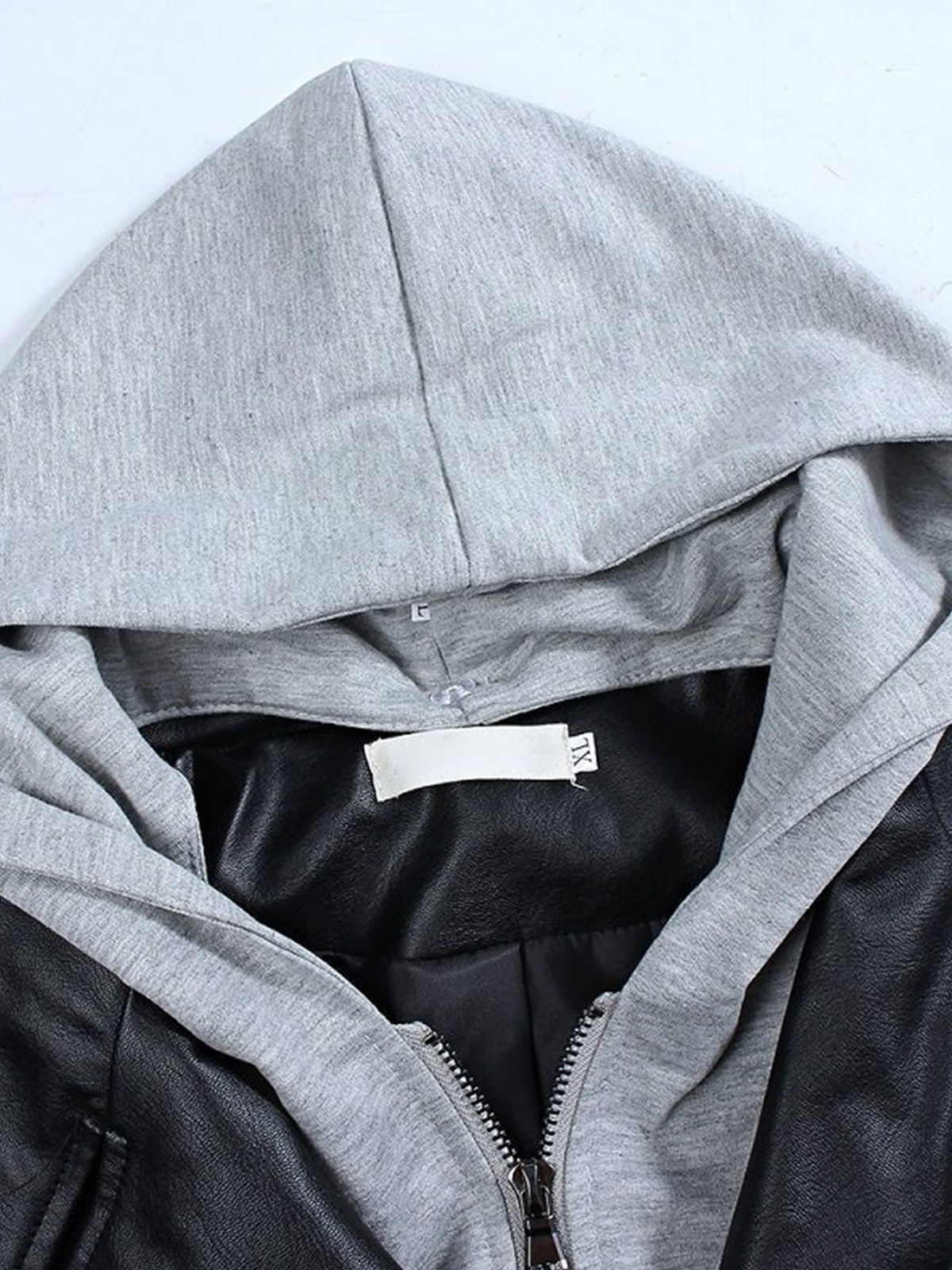 Fashion Elegant Women Hooded Leather Jacket