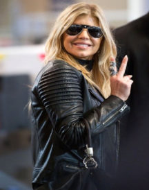 Fergie Padded Black Leather Jacket