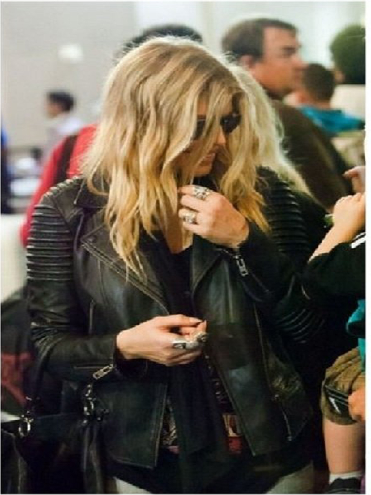 Fergie Padded Black Leather Jacket