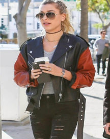 Hailey Baldwin Stylish Biker Jacket