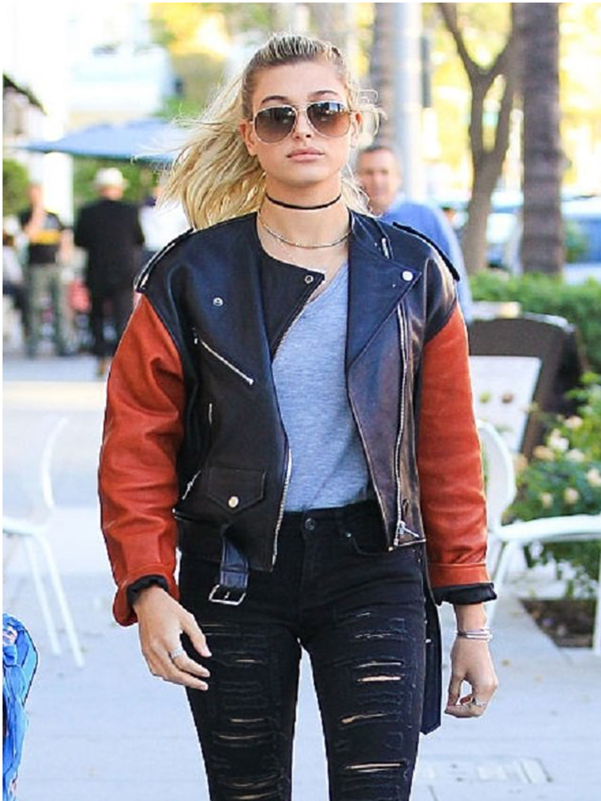 Hailey Baldwin Stylish Leather Jacket