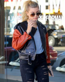 Hailey Baldwin Stylish Leather Jacket