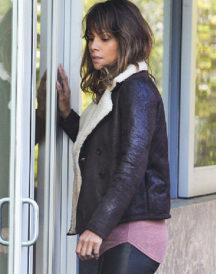Halle Berry Extant Shearling Brown Jacket