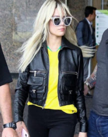 Halsey DescriptionAshley Nicolette Leather Jacket