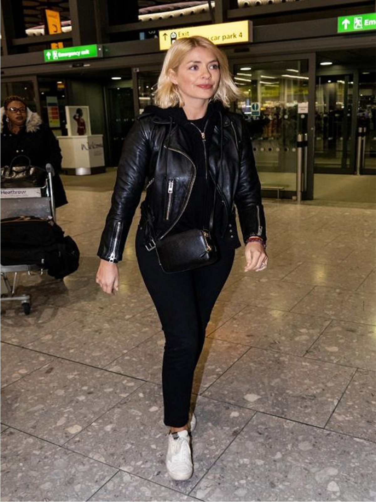 Holly Willoughby Black Leather Jacket - Stars Jackets
