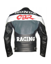 Honda CBR Racing GreyBlack Motorcycle Leather Jacket
