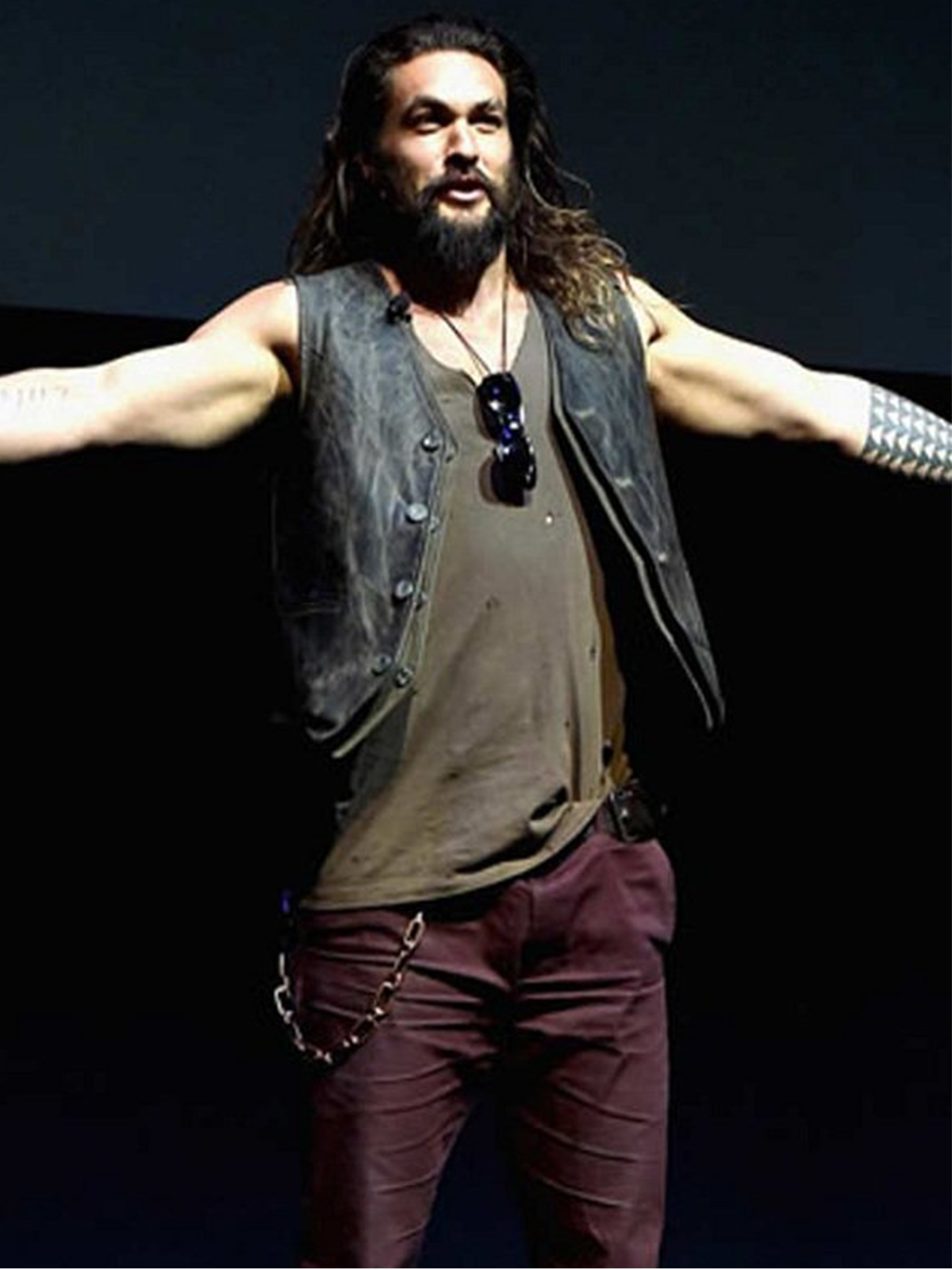 Jason Momoa Black Leather Vest