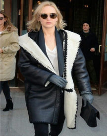 Jennifer Lawrence Winter Leather Coat
