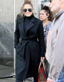 Jennifer Lopez Street Style Black Coat