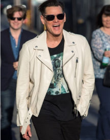 Jim Carrey White Motorcycle Leather Jacket