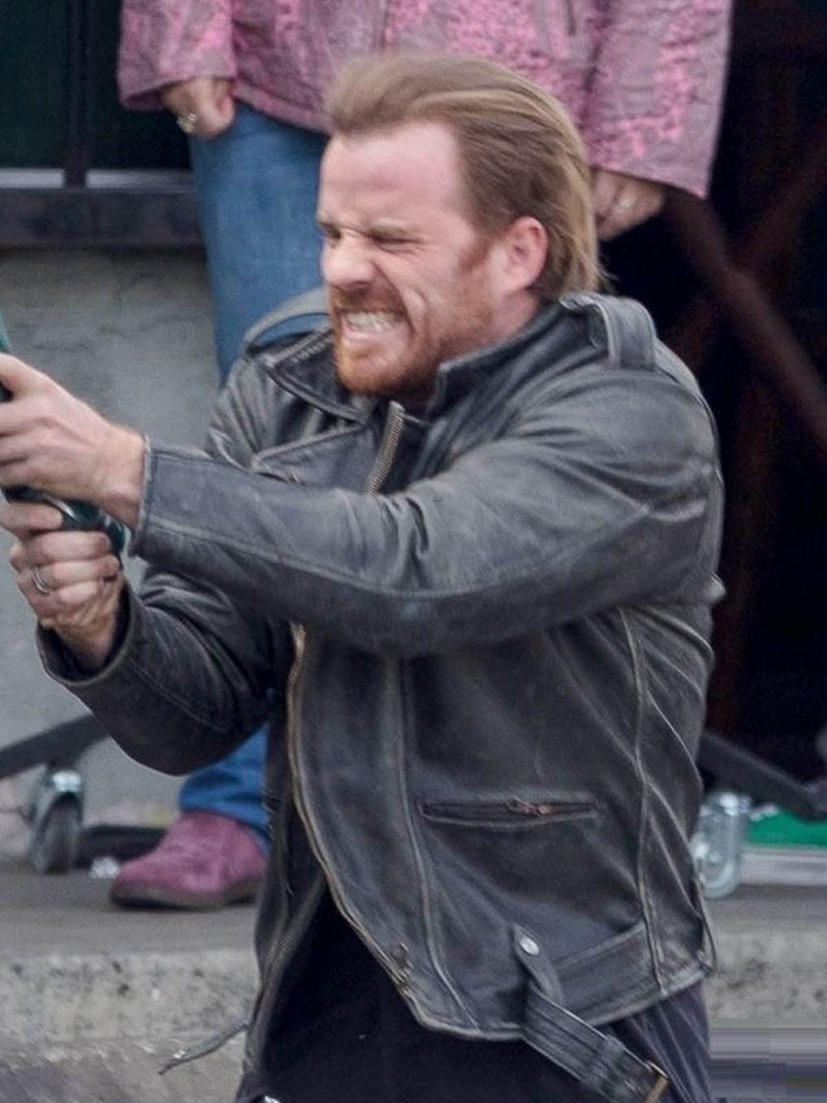 Jude Law Captain Marvel Distressed Leather Jacket