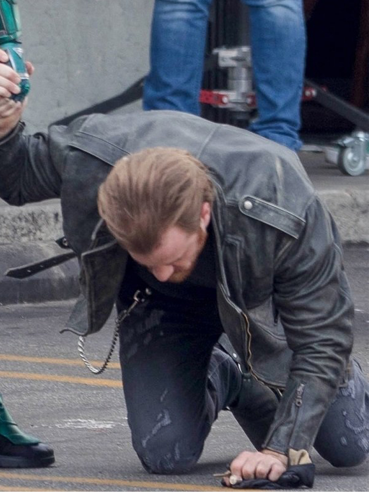 Jude Law Captain Marvel Distressed Leather Jacket
