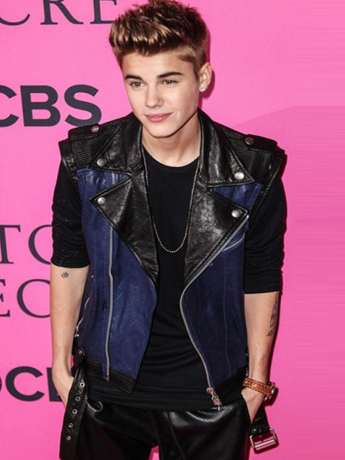 Justin Bieber Black and Leather Vest