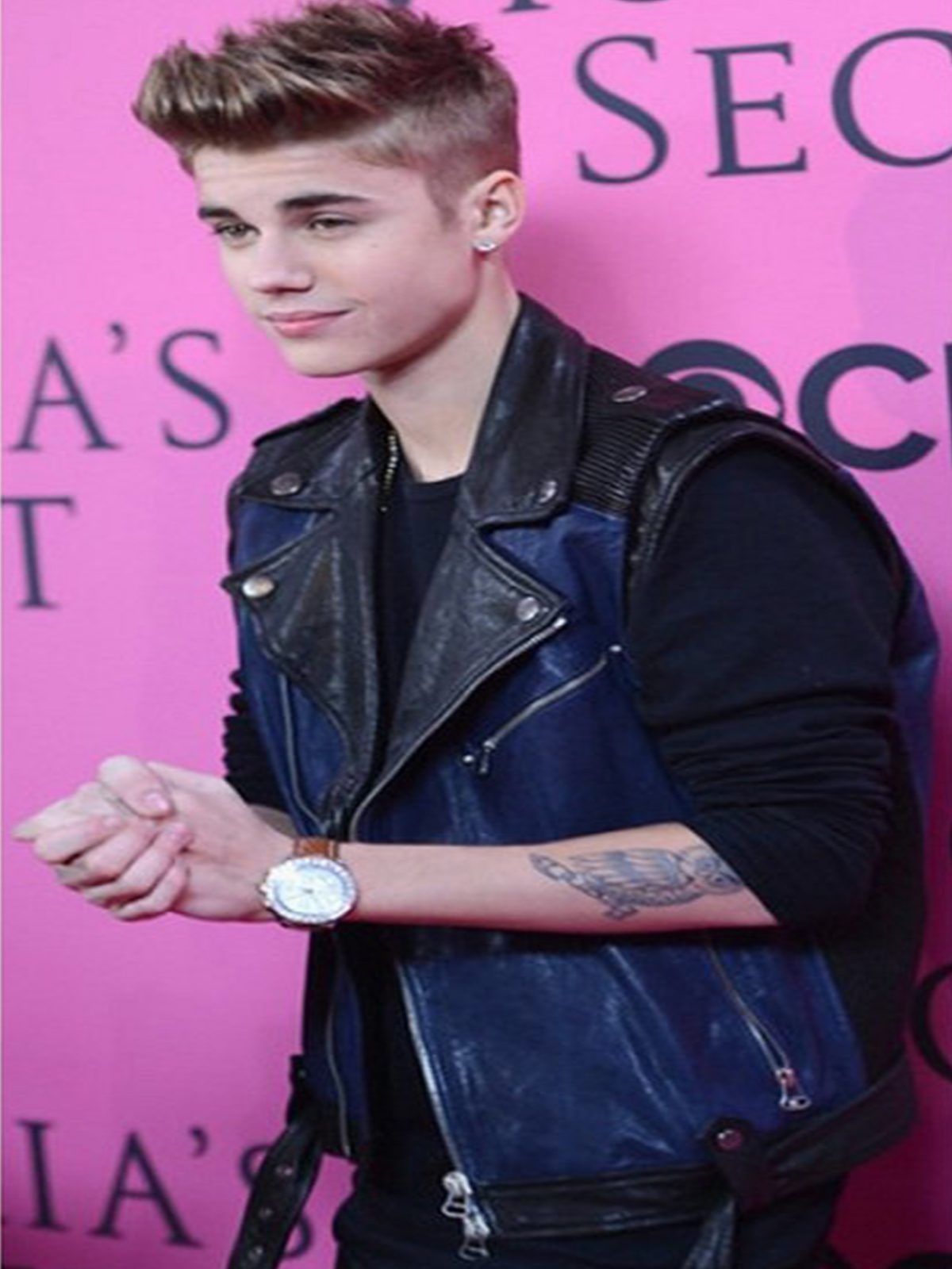 Justin Bieber Black and Leather Vest