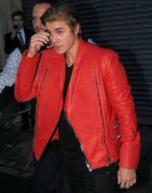 Justin Bieber Red Quilted Design Jacket