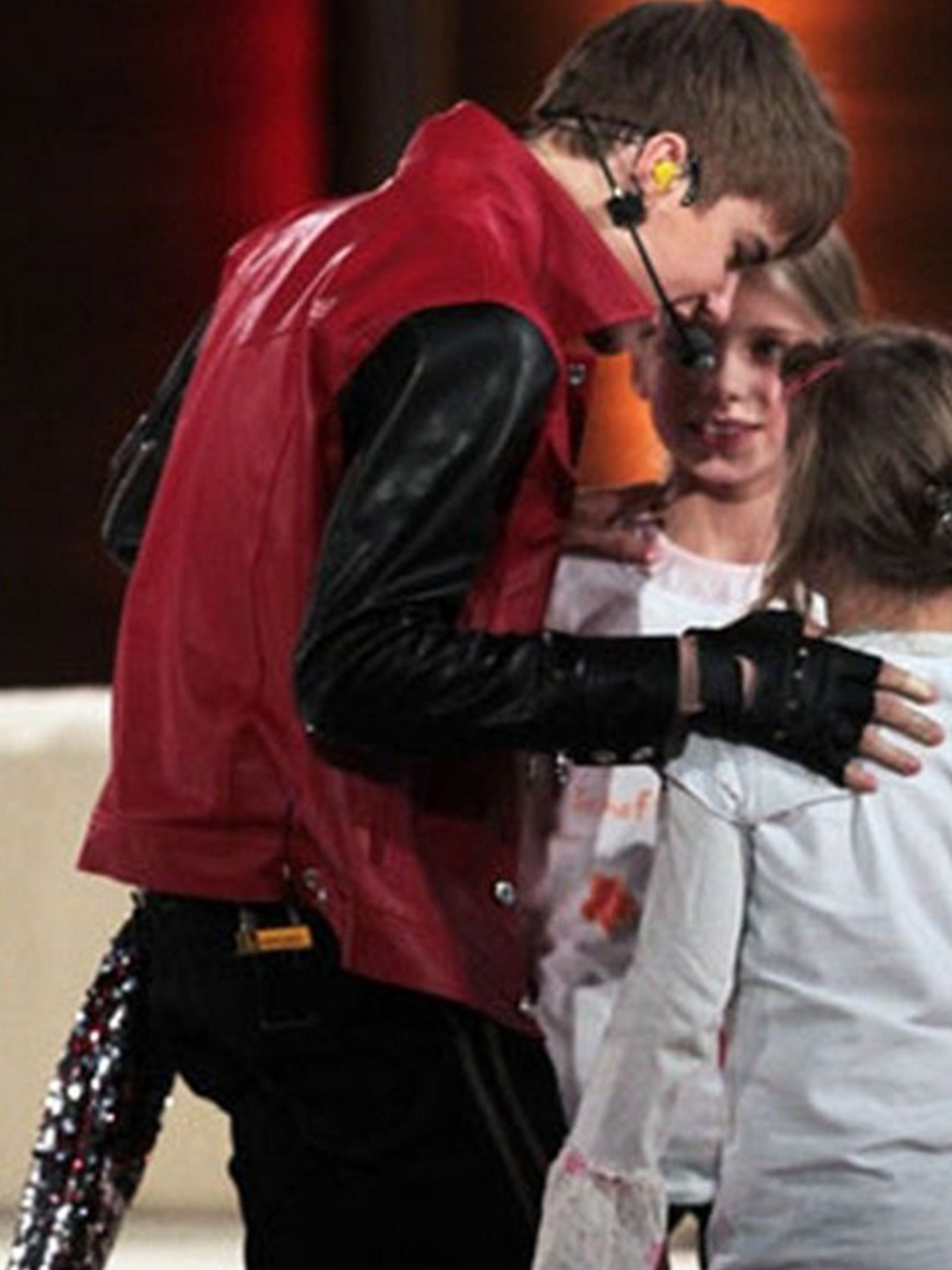 Justin Bieber Red Black Leather Jacket