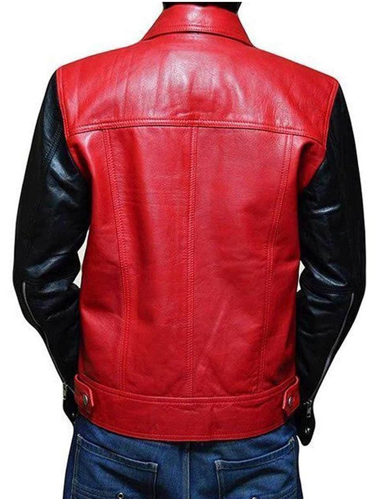Justin Bieber Red Black Leather Jacket
