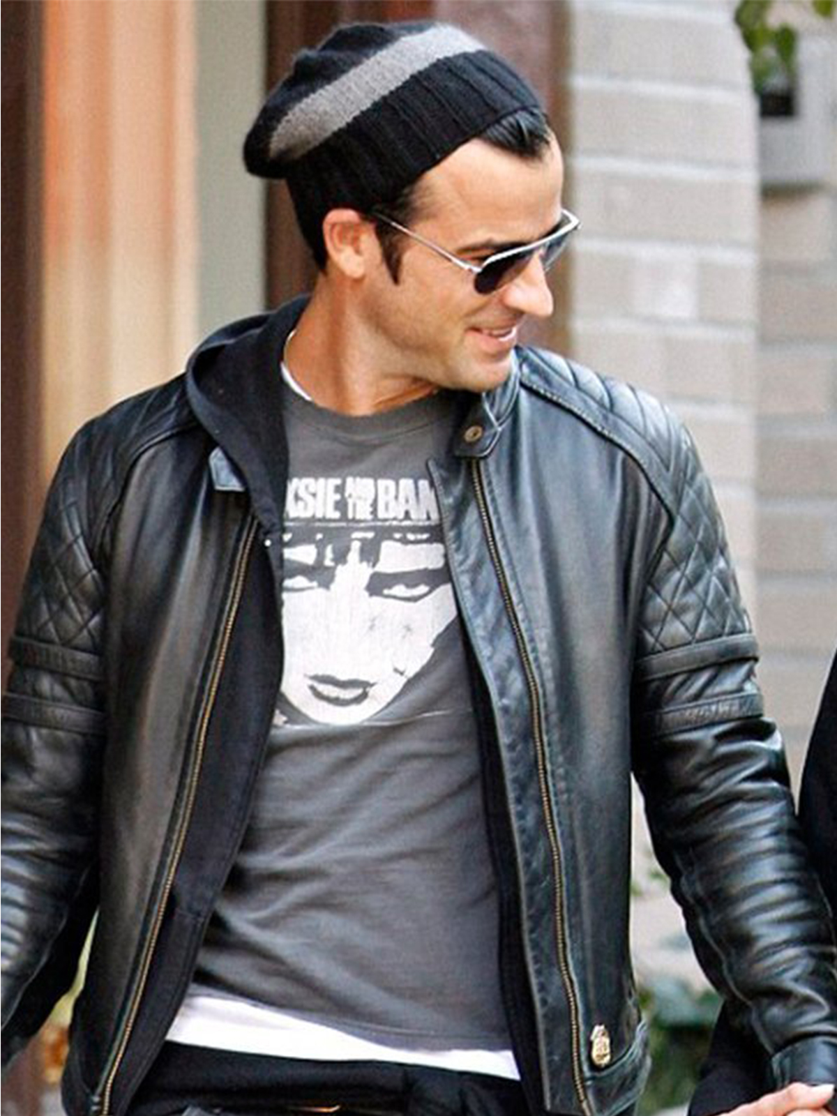 Justin Theroux Black Leather Jacket
