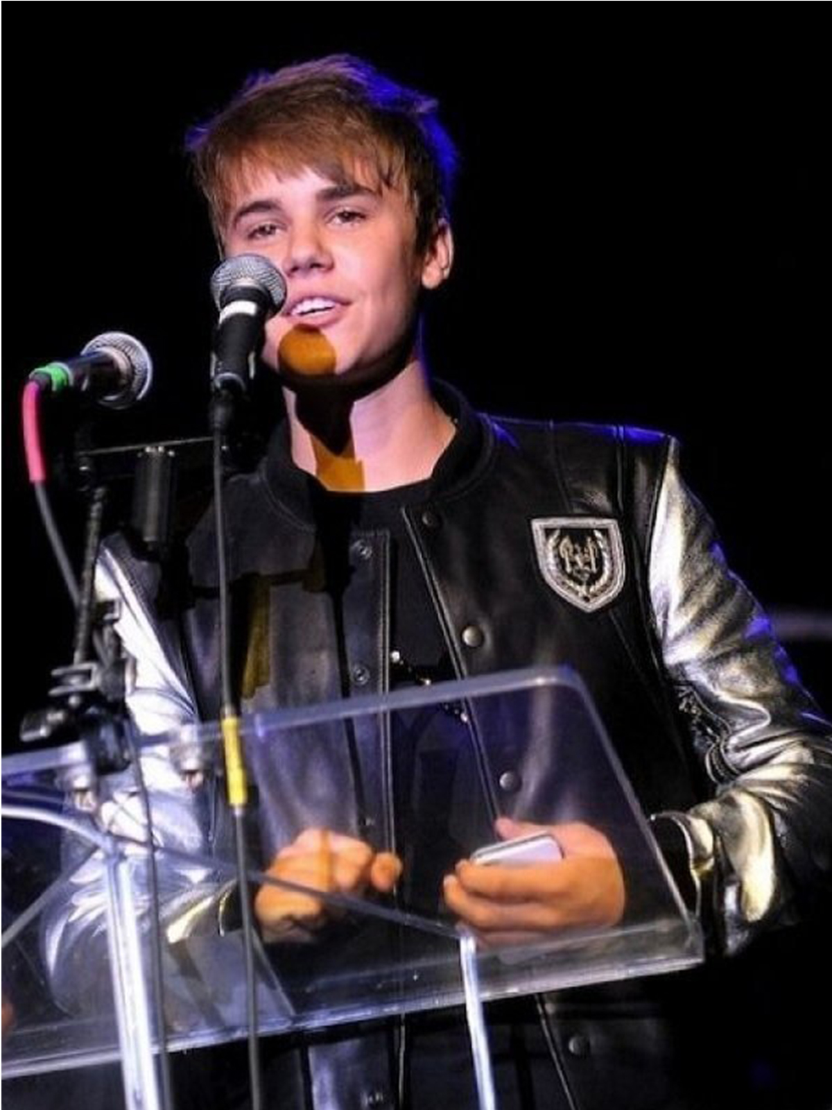 Justine Bieber Silver Leather Jacket