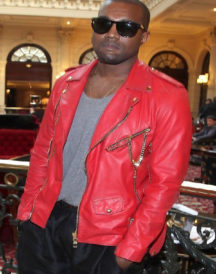 Kanye West Red Biker Leather Jacket