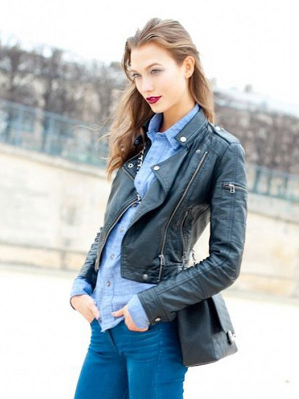 Karlie Kloss Leather Jacket