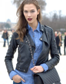 Karlie Kloss Black Leather Jacket