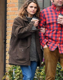 Keri Russell Autumn Brown Wool Coat