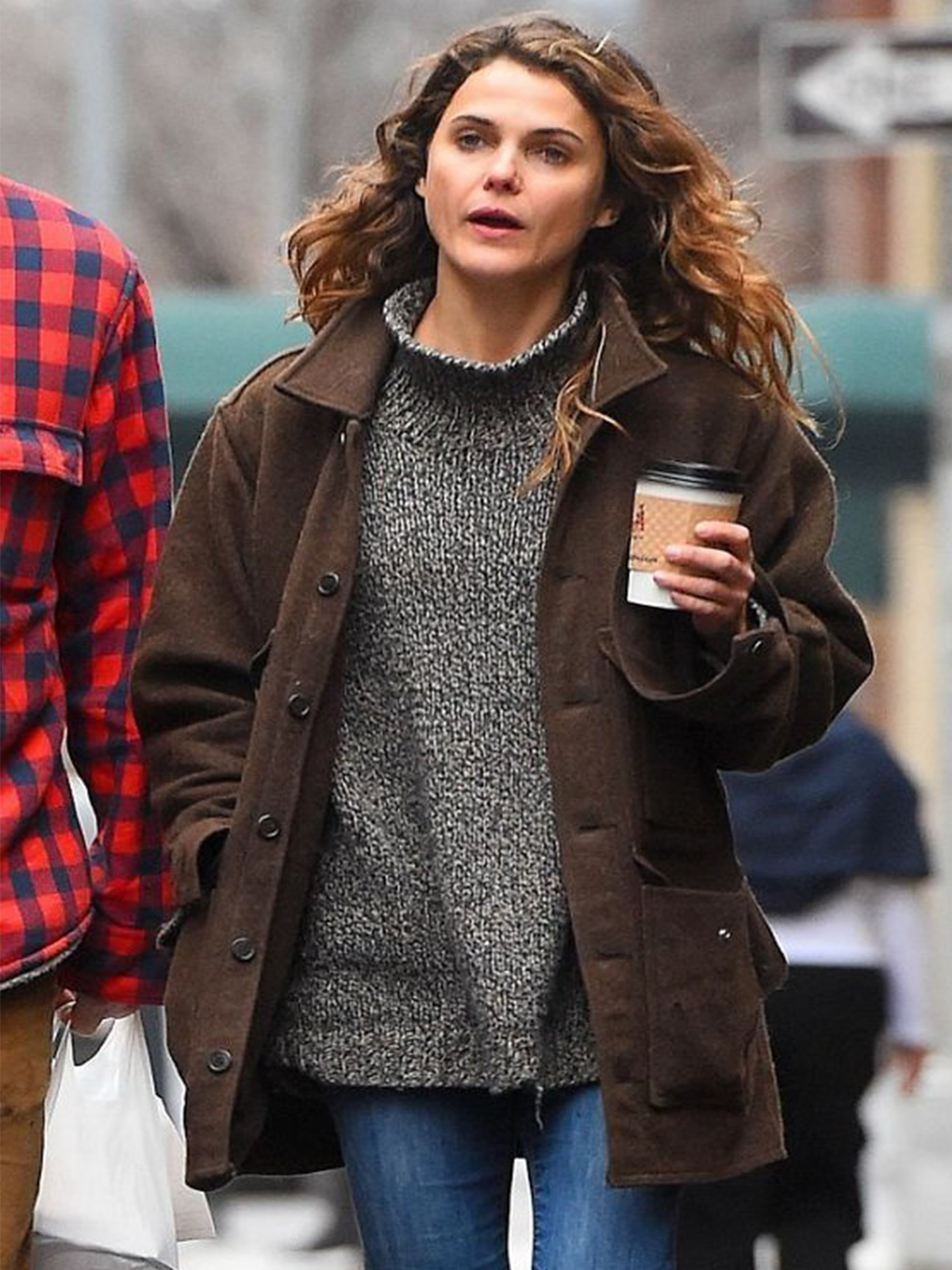 Keri Russell Autumn Brown Wool Coat