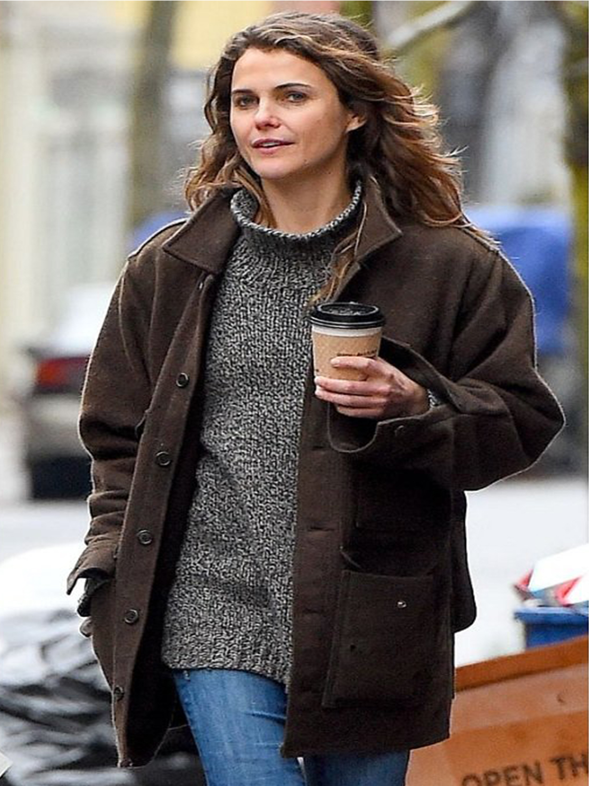 Keri Russell Autumn Brown Wool Coat