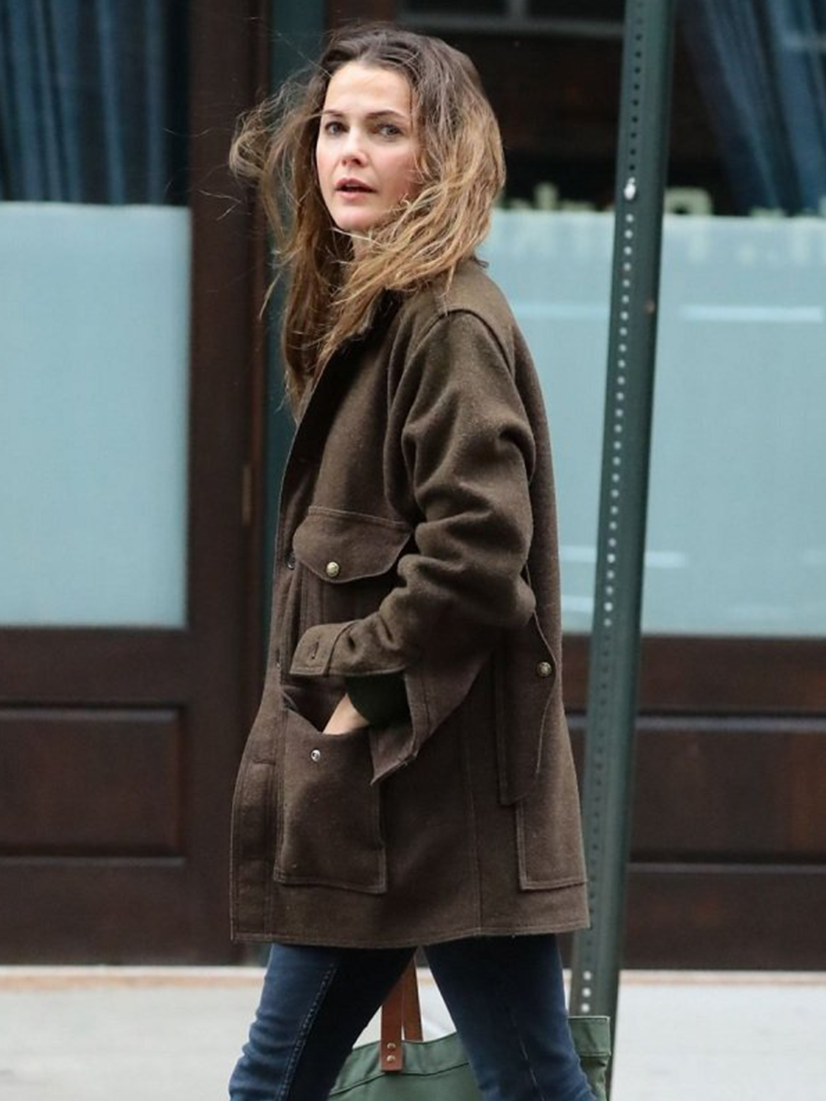 Keri Russell Autumn Brown Wool Coat