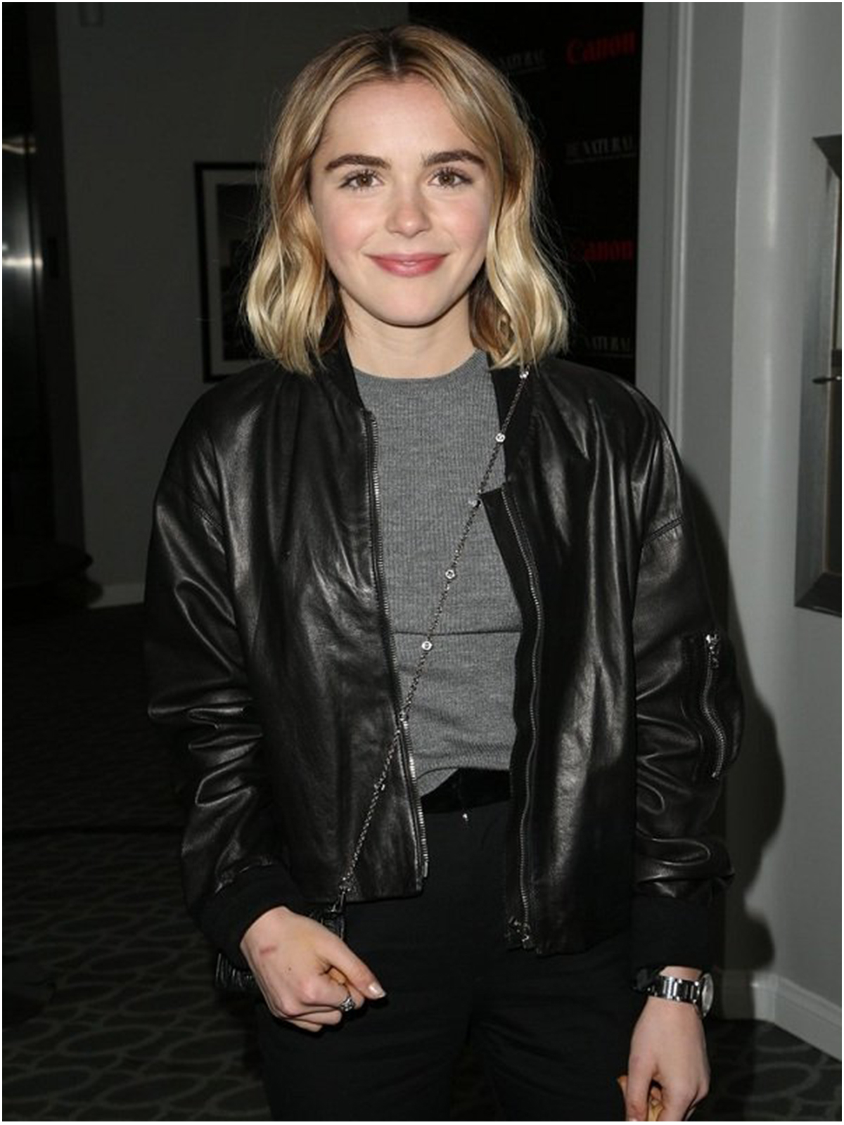 Kiernan Shipka Black Leather Jacket