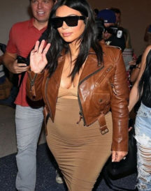 Kim Kardashian Brown leather Jacket