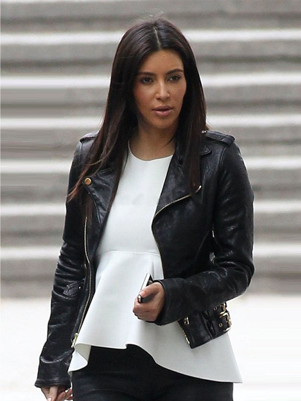 Kim Kardashian Motorcycle Black Leather Jacket