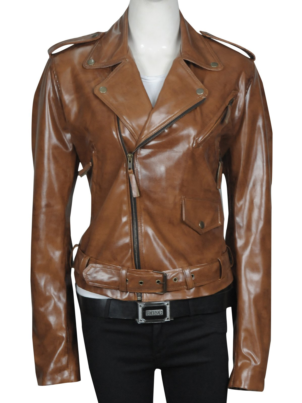 Kim Kardashian Brown Leather Jacket